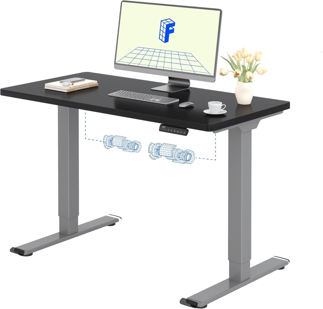 Flexispot E1 Elektrisch Höhenverstellbarer Schreibtisch mit Tischplatte 2-Fach-Teleskop, mit Memory-Steuerung (120x80 cm, Grau+Schwarz) Bild 1
