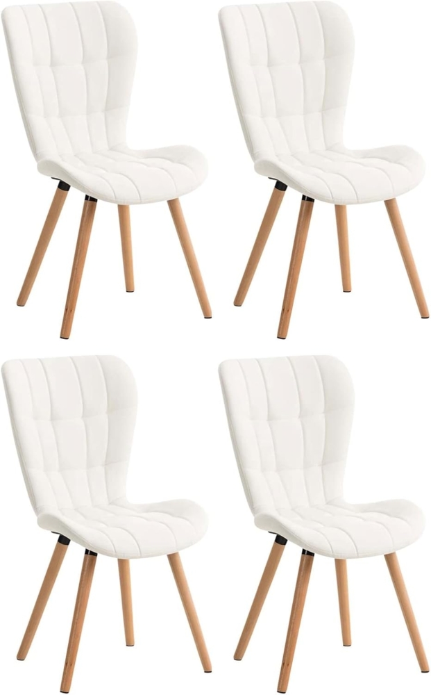 CLP 4er Set Esszimmerstuhl Elda Kunstleder mit robustem Holzgestell,weiß Bild 1