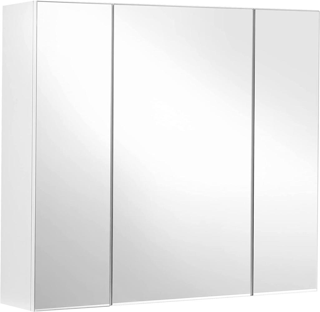 Vasagle Spiegelschrank, Badezimmerschrank, Aufbewahrungsschrank mit 3 Türen, fürs Badezimmer, 15 x 60 x 55 cm, mit verstellbaren Regalebenen, modern, weiß BBK22WT Bild 1