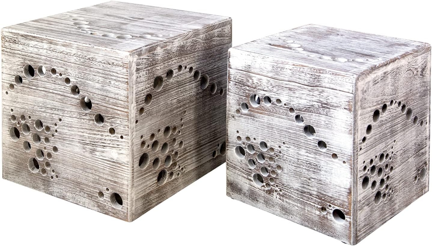 Hocker Beistelltisch 2er set Holz Würfel Nachttisch grau Cube Couchtisch Bild 1