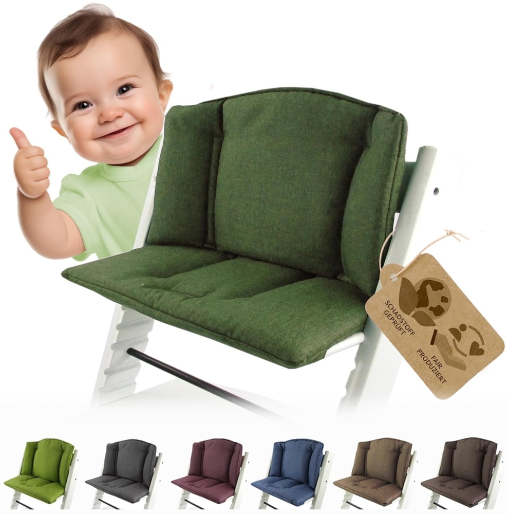 Bambiniwelt Sitzkissen, kompatibel mit Stokke 'Tripp Trapp' Hochstuhl, meliert dunkelgrün Bild 1