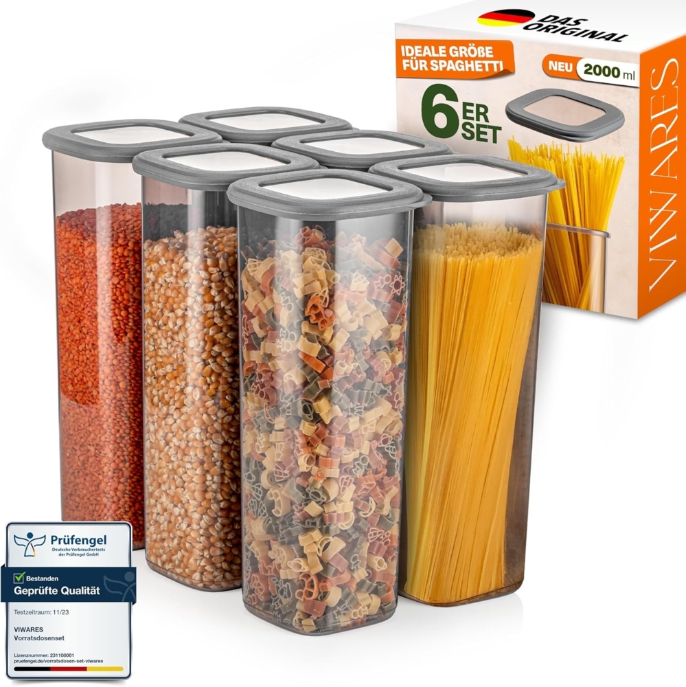Viwares Vorratsdosen mit Deckel Luftdicht, 6er Vorratsbehälter Set BPA-Frei, Vorratsdose zur Müsli Mehl Aufbewahrung Küche, Praktische Organizer Küche, Frischhaltedosen für Lebensmittelaufbewahrung Bild 1