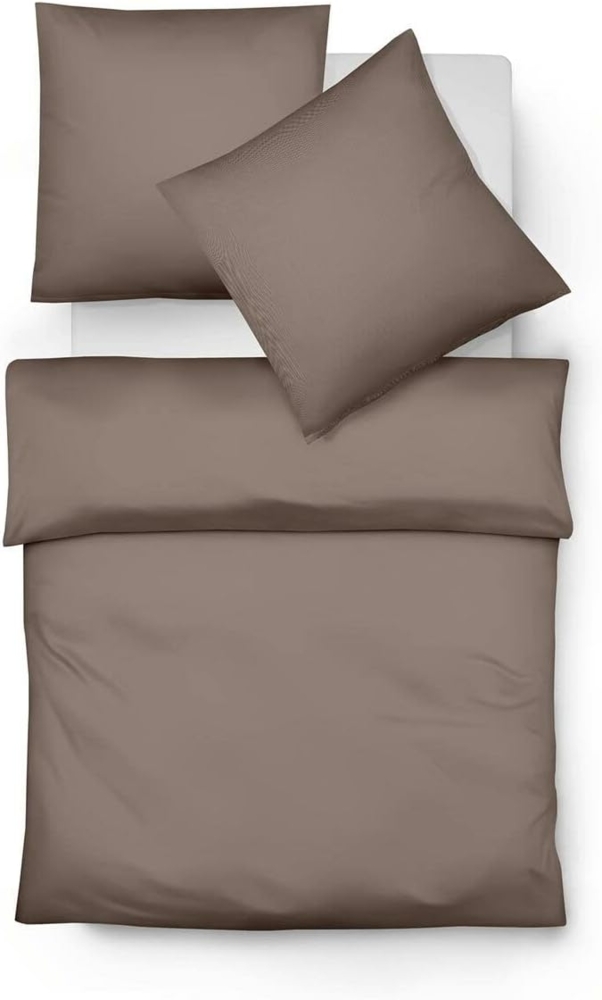 Fleuresse Lech Edelflanell Bettwäsche 155x220 Fischgrätmuster taupe 603089-27 Bild 1