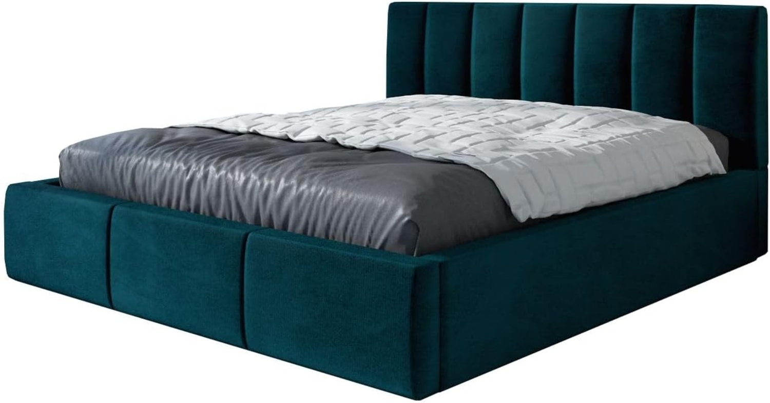 Polsterbett LISI 180x200 mit Matratze, Bettkasten und Lattenrost. Farbe: Pfau 36 Bild 1
