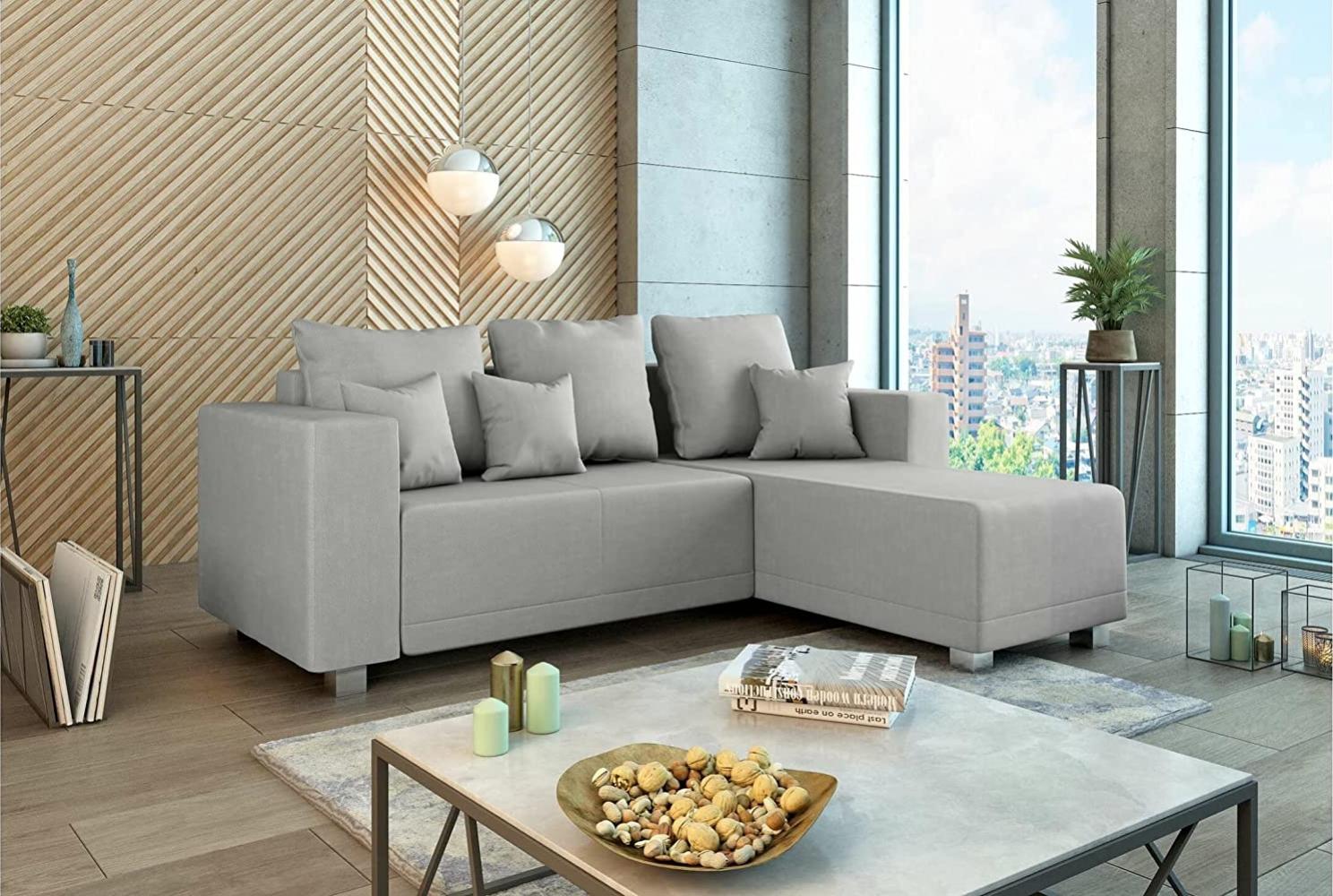 Stylefy Francesca Ecksofa Strukturstoff LARS Hellgrau Rechts Bild 1