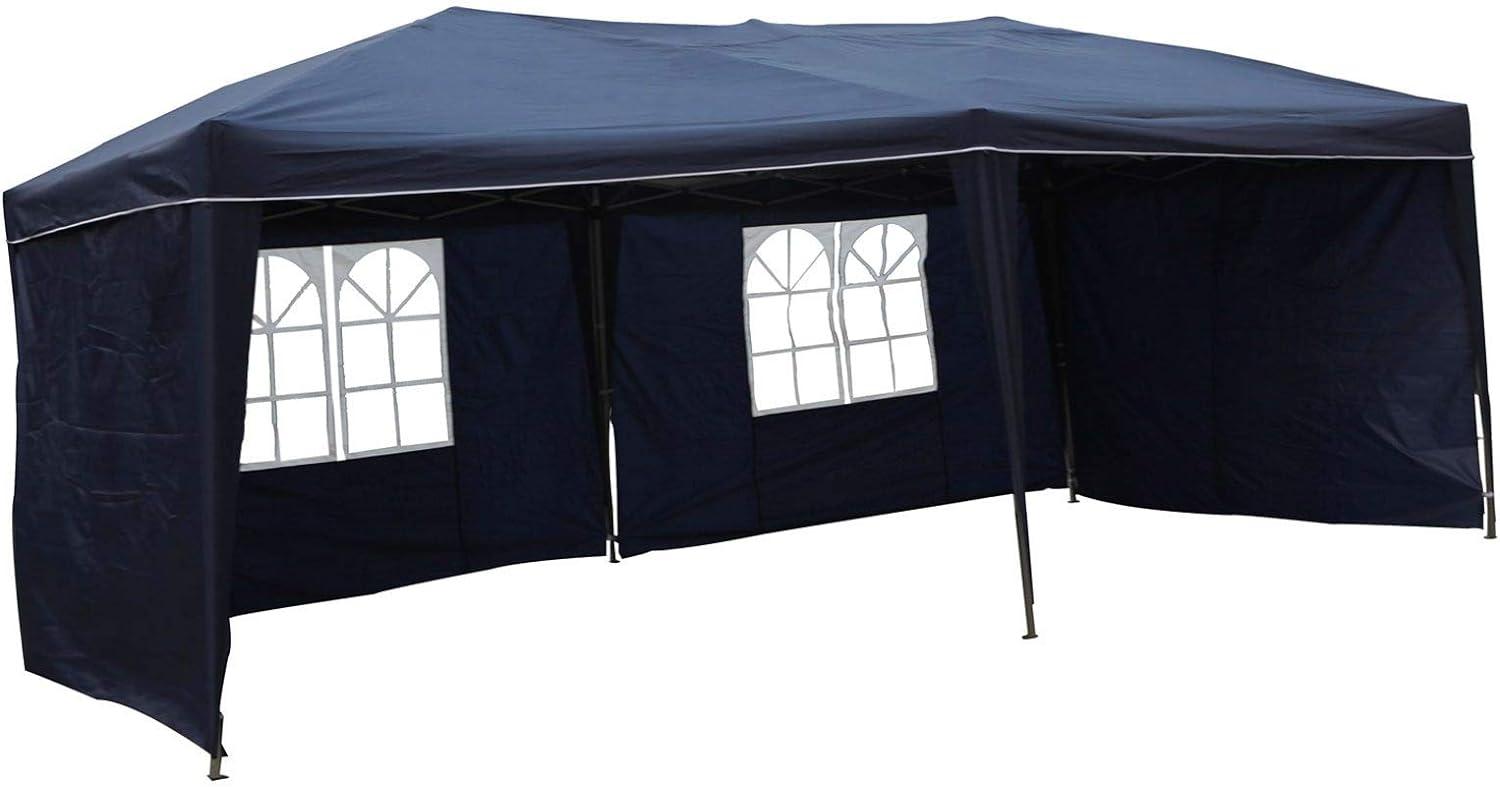 XXL Alu Faltpavillon 6x3m Gartenpavillon Gartenzelt Partyzelt Wasserdicht Blau Bild 1