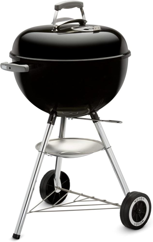 Weber Classic Kettle Holzkohlegrill, Ø 47cm Grillfäche, BBQ Grill mit porzellanemaillierten Deckel & Kessel, Deckelthermometer, Dreibein-Ständer & Räder, verchromter Grillrost - Schwarz (1241304) Bild 1