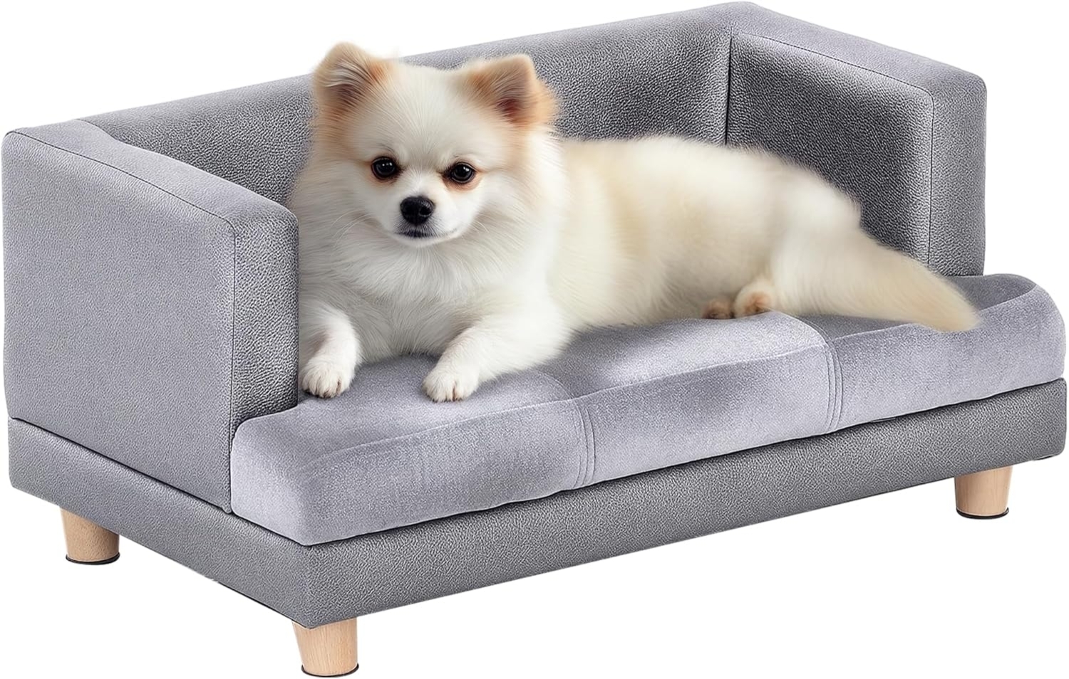 PawHut Tierbett Hundesofa, Haustiersofa, Hundebett, Hundematte, PU-Leder, Kurzplüsch, Grau 68 x 41 x 32 cm Bild 1