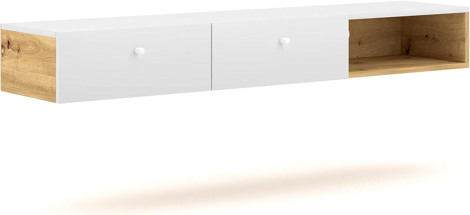 Domando Lowboard Teramo Modern für Wohnzimmer Breite 140cm, hängend, Artisan Eiche und Schwarz Matt Bild 1