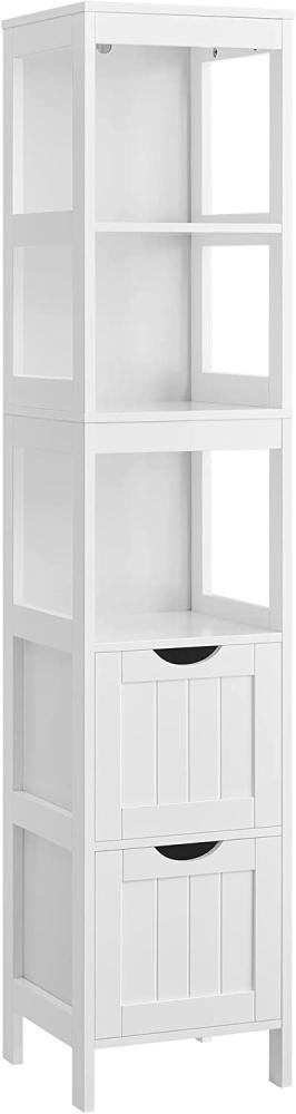 Vasagle Badezimmerschrank mit 2 Schubladen und 3 offene Fächer, MDF, 30 x 30 x 141,5 cm, Weiß Bild 1