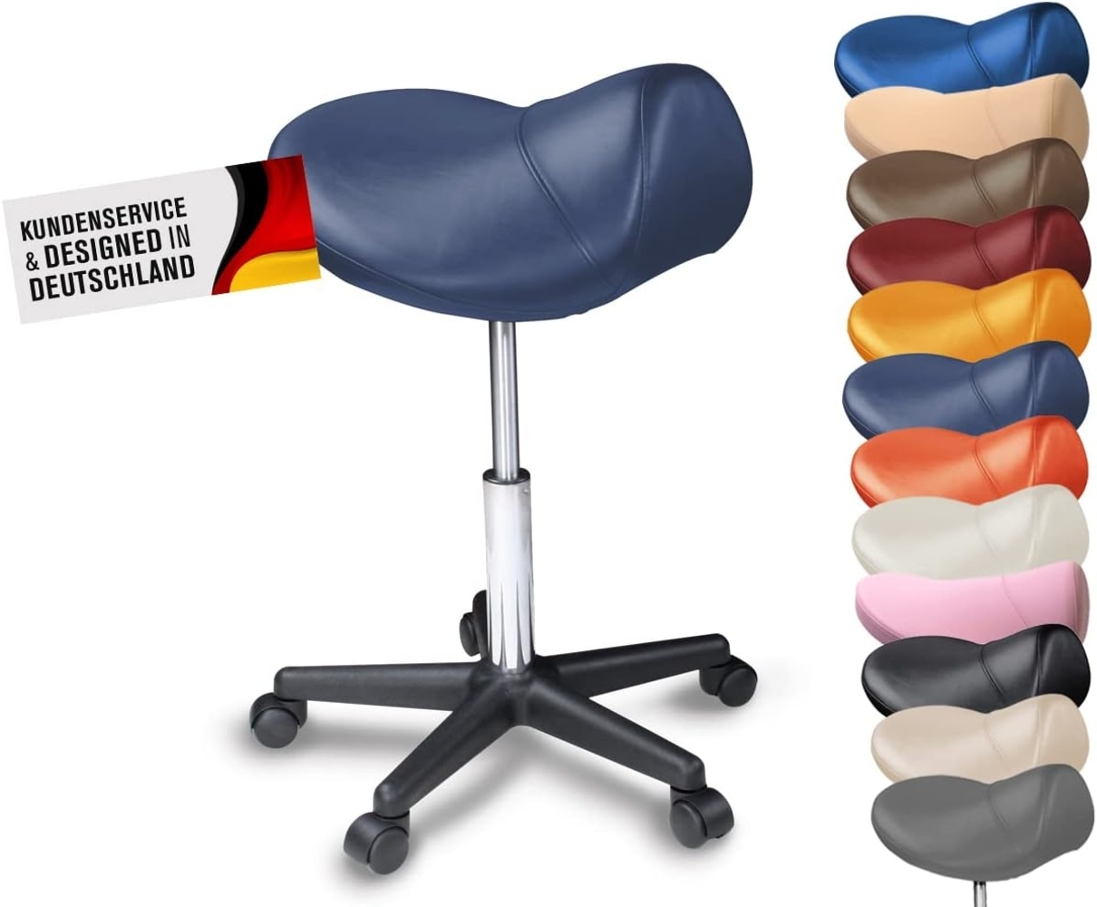 Duke-Handel Drehhocker Sattelhocker, Arbeitshocker, Rollhocker, Hocker, Sattelstuhl (1 St, in vielen Farben erhältlich), höhenverstellbar, ergonomisch, Rückenschonend Bild 1