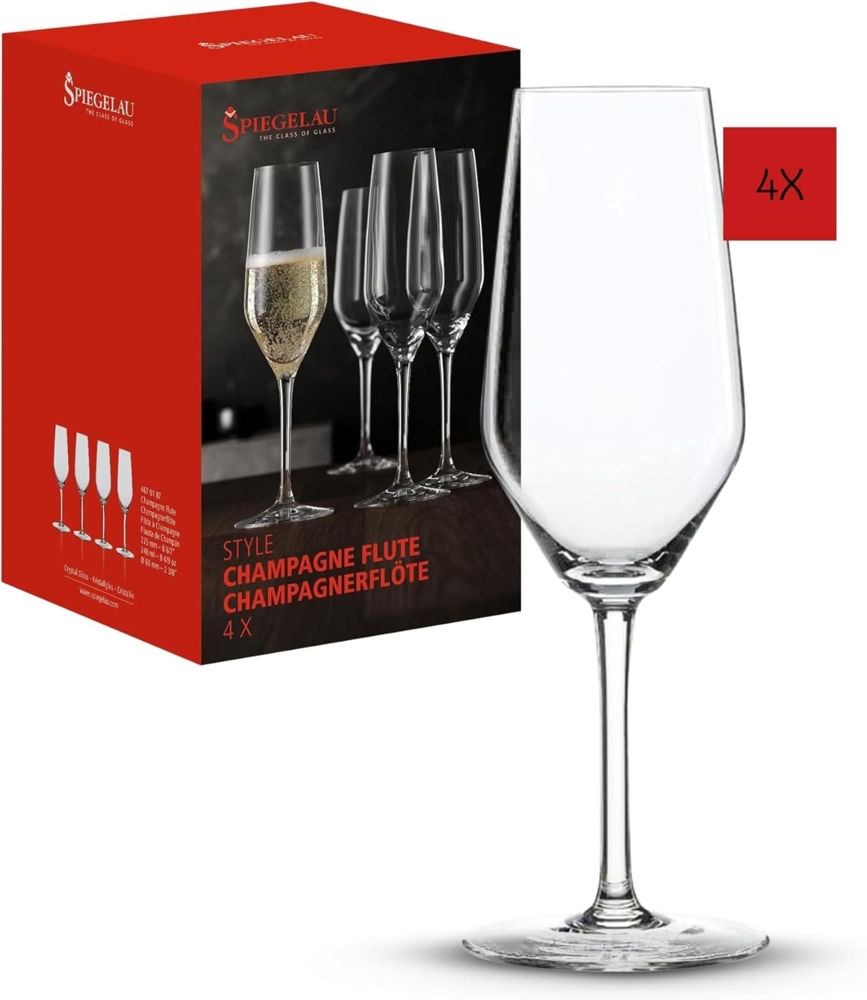 Spiegelau Style Champagnerflöte, 4er Set, Sektglas, Sekt Glas, Proseccoglas, Champagnerglas, Kristallglas, 240 ml, 4670187 Bild 1