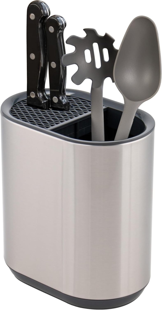 bremermann Messerblock Messerblock mit Küchen-Utensilienbehälter aus Edelstahl Bild 1