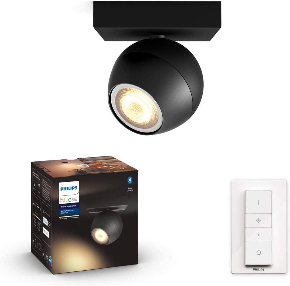 Philips Hue White Ambiance Buckram BT Spot mit Dimmschalter schwarz Bild 1