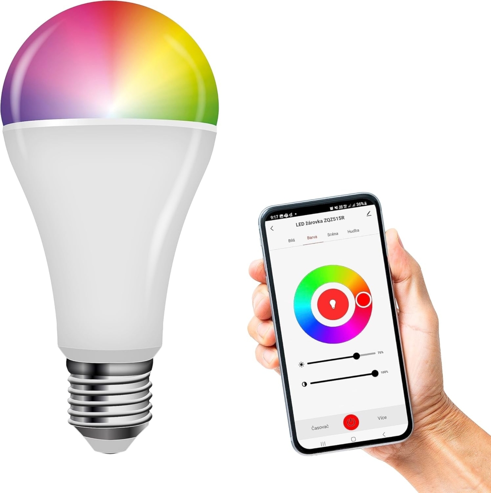 EMOS GoSmart - Smart Home RGB LED-Lampe A65 mit App - E27 - dimmbar, mehrfarbig & Weißtöne - 1400lm - sparsam, 14W (statt 94W Glühbirne) - 20 000 Stunden - ZigBee - Google Home und Alexa kompatibel Bild 1