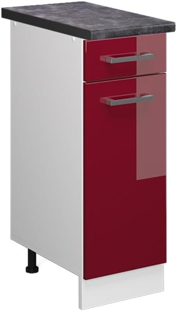 Vicco Küchenunterschrank R-Line, Bordeaux Hochglanz/Weiß, 30 cm, AP Anthrazit Bild 1