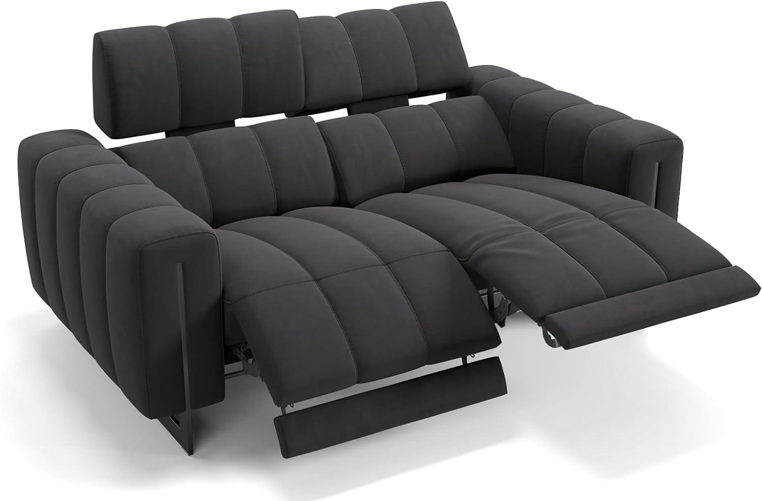 Sofanella Zweisitzer Veneto Stoffsofa Stoffbezug Relaxsofa in Schwarz Bild 1