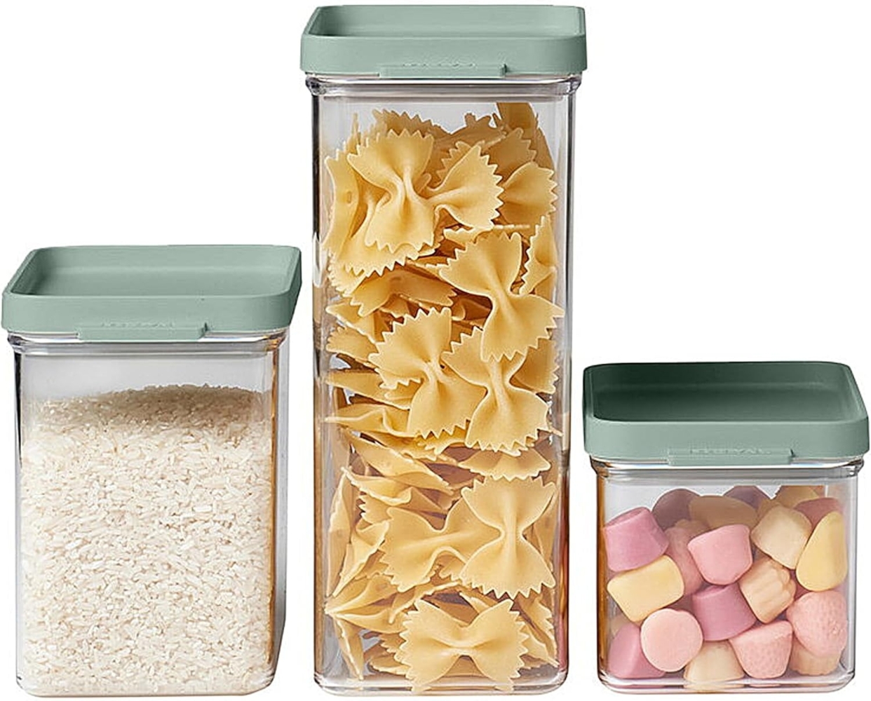 Mepal Vorratsdosen mit Deckel 3er-Set - Vorratsbehälter Luftdicht & Stapelbar - Küchenaufbewahrung & Organisation - Spülmaschinenfest - 700 ml, 1100 ml & 2000 ml - Nordic sage Bild 1