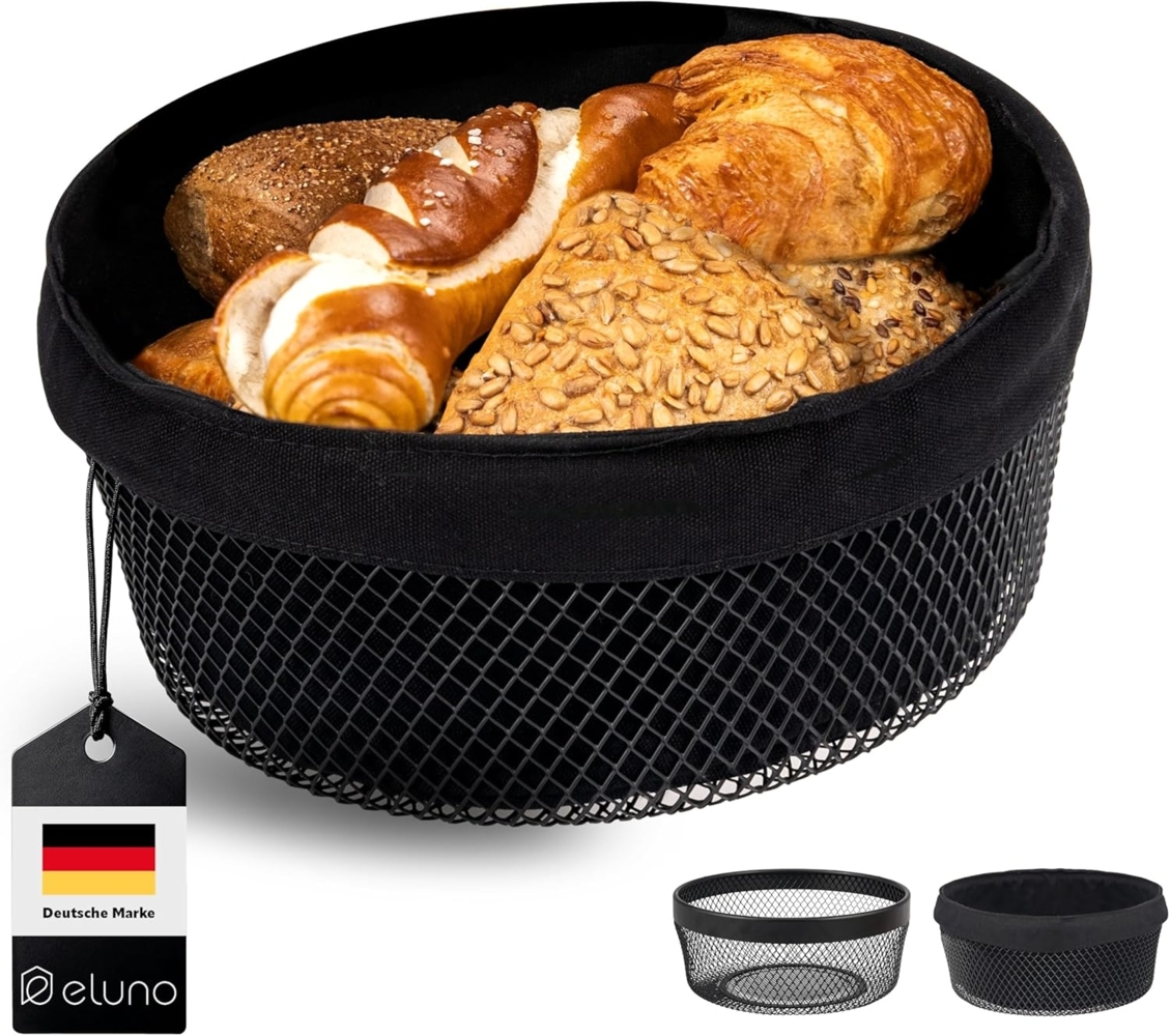 eluno Obstschale Obstkorb - Brotkorb, aus schwarzem Metall Ø ca. 25 x 11 H cm Bild 1