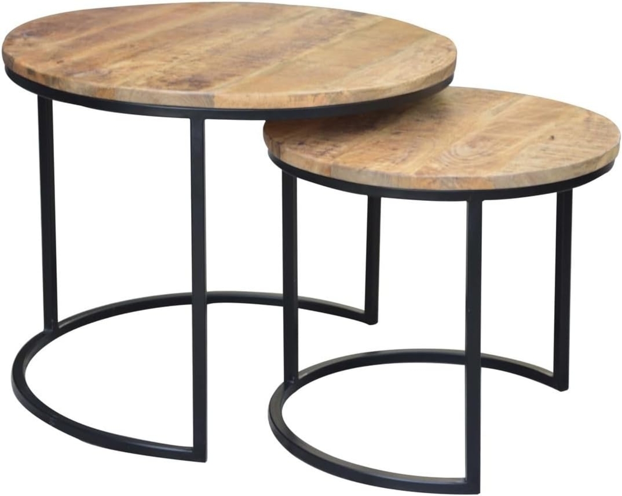 riess-ambiente Beistelltisch ELEMENTS Ø60cm natur / schwarz (Set, 2-St), Mango-Massivholz · Metall-Gestell · rund · Industrial Design Bild 1