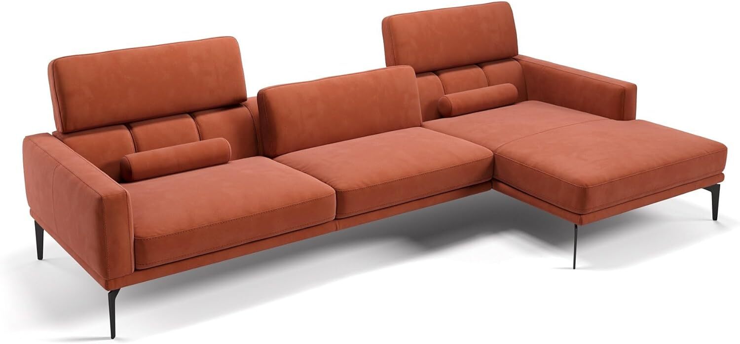 Sofanella Eckcouch SALERNO Stoffbezug Eckgarnitur Ecksofa in Cognac XL: 308 x 157 Breite x 97 Tiefe Bild 1