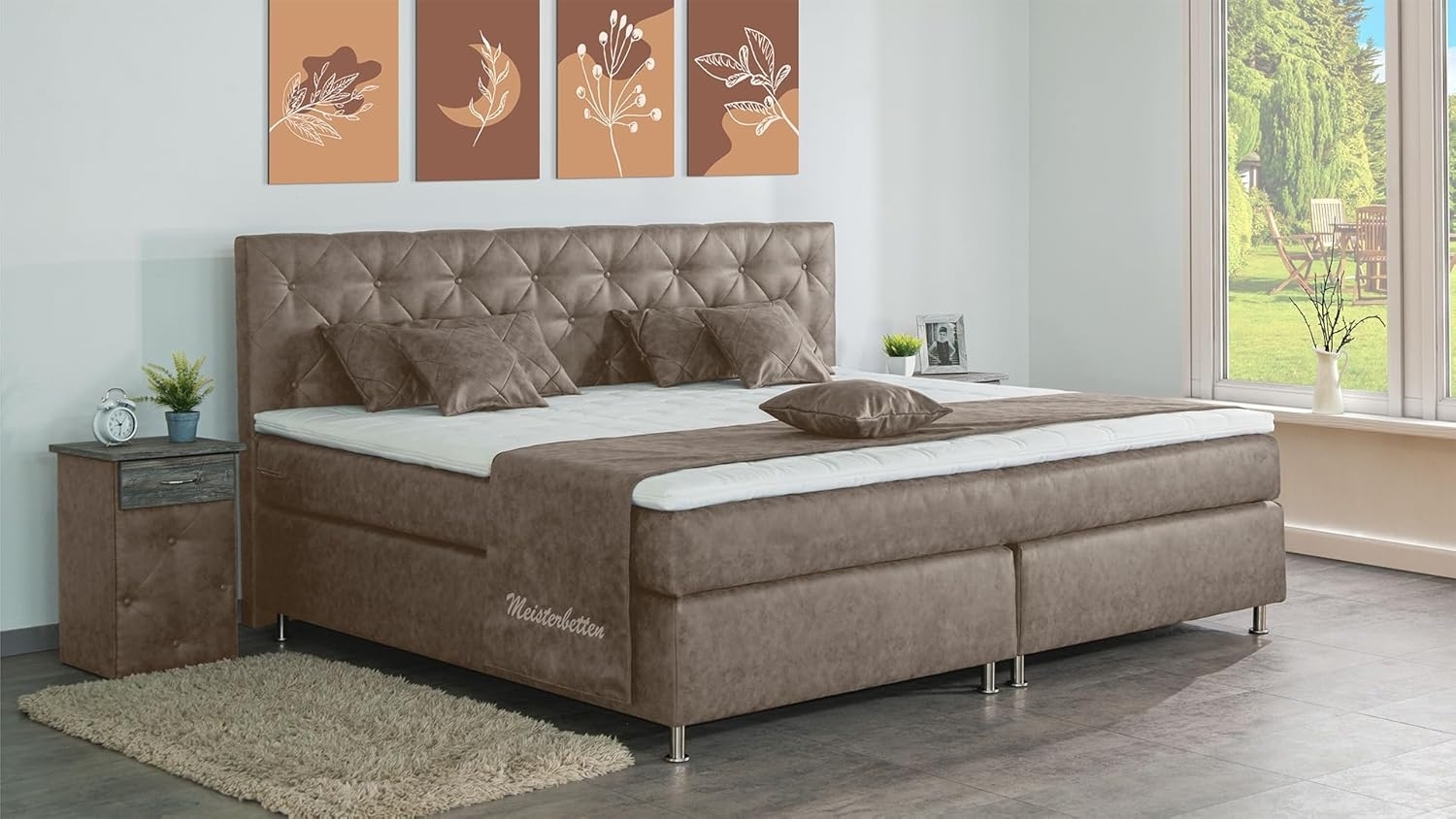 Meisterbetten Boxspringbett Inox 140x220 in MS-Camel, Matratzenbezug Nano, Ergoflex-Topper Bild 1