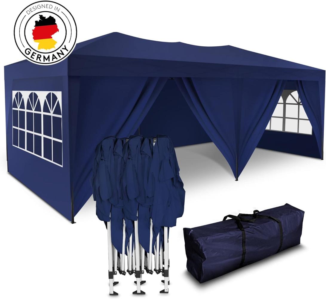 Kronenburg Faltpavillon wasserdicht Pavillon mit 6 Seitenteilen, Gartenzelt, 3x6 m - mit UV Schutz 50+, Blau Bild 1