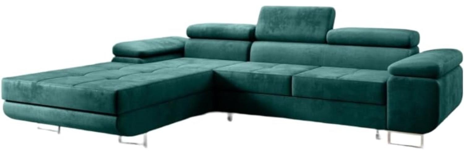 Designer Sofa Calvera mit Schlaf- und Klappfunktion (Samt) Grün Links Bild 1