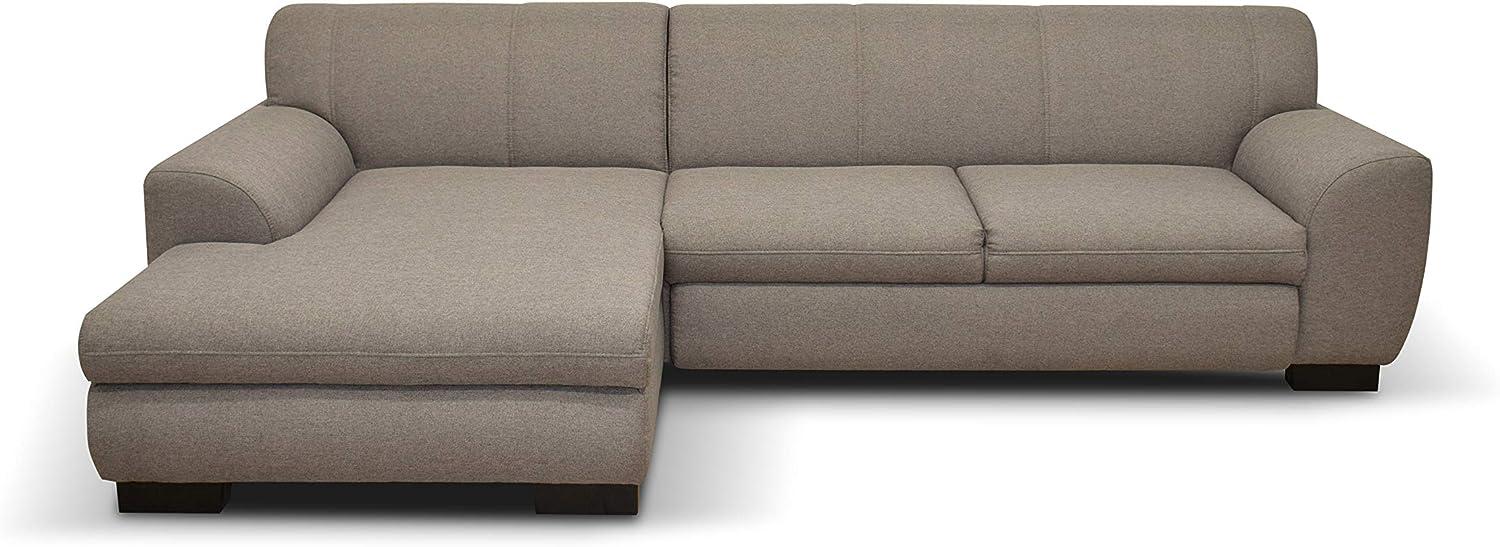 DOMO Collection Nika Eckcouch mit Schlaffunktion in L-Form, Sofa Eckgarnitur, Ecksofa Webstoff, braun, 277 x 156 x 78 cm Bild 1