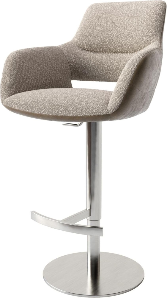 Barstuhl Yago-Flex Materialmix Mikrofaser Schlamm / Bouclé Schlamm Drehfuß höhenverstellbar Edelstahl drehbar Taschenfederkern Bild 1