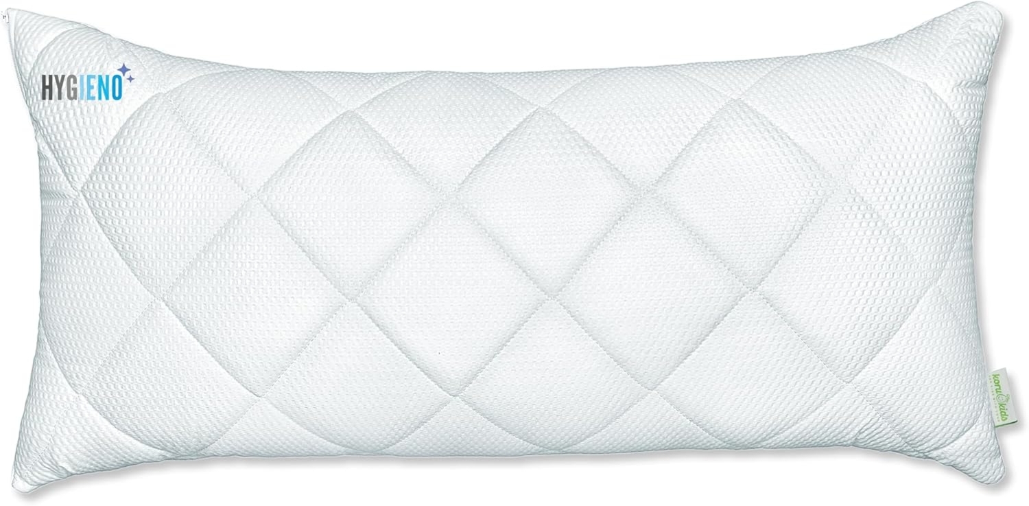 Koru Kids Kopfkissen Kinderkopfkissen 40x60 40x80 cm mit Reißverschluss, Füllung: 100% silikonisierte Polyester-Faserbällchen, Seitenschläfer, Rückenschläfer, Bauchschläfer, 1teilig, Variable Füllmenge - mit Reißverschluss Bild 1