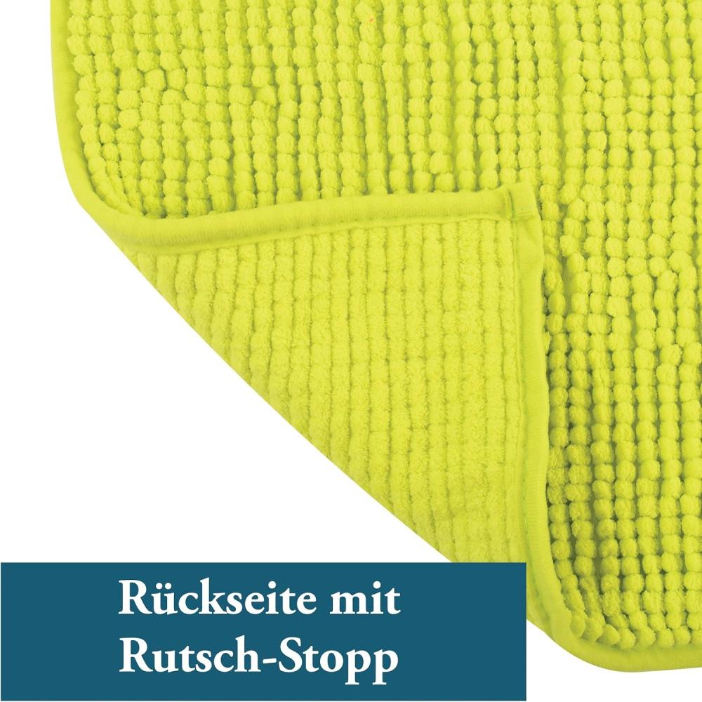 MSV Badteppich 2er Set Badvorleger Duschvorleger Chenille Hochflor Badematte 40x60 cm + 60x90 cm – Grün Bild 1