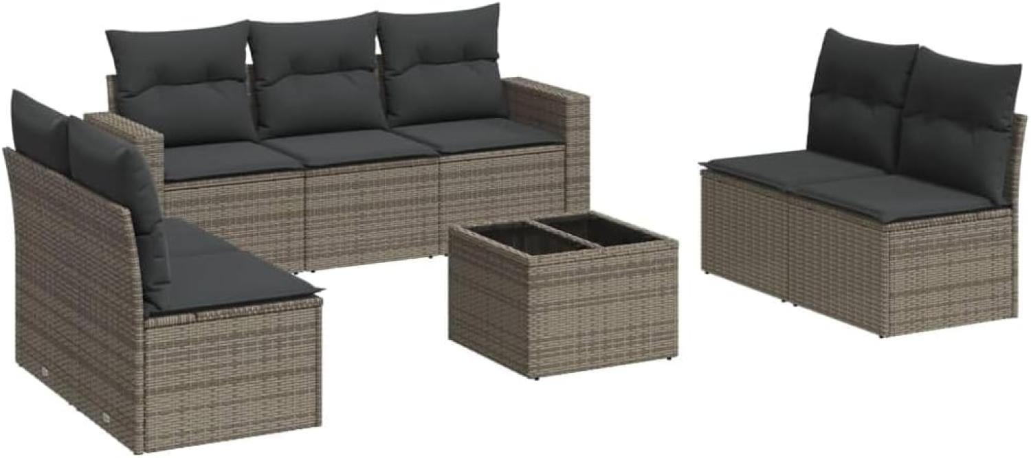 vidaXL 8-tlg. Garten-Sofagarnitur mit Kissen Grau Poly Rattan 3251177 Bild 1