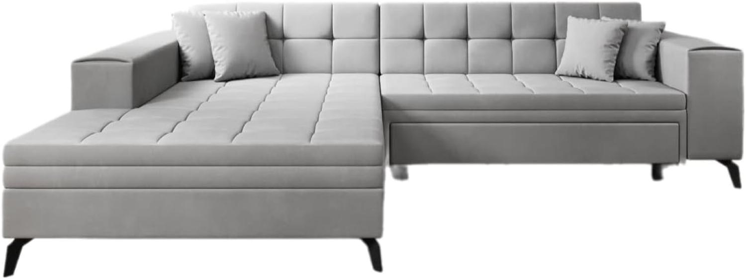 Designer Sofa Frida mit Schlaffunktion Samt Hellgrau Links Bild 1