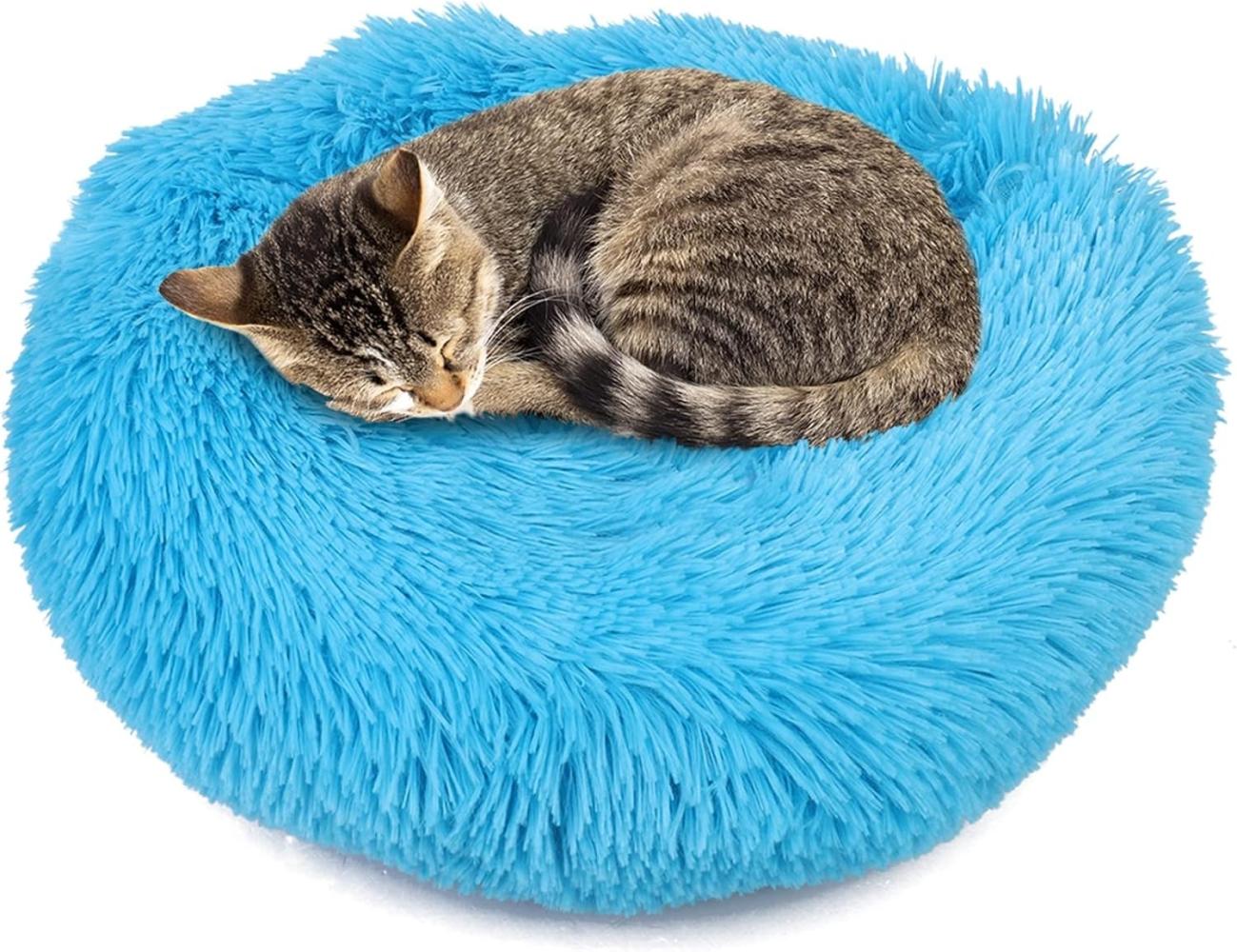 wuuhoo® Hundebett Fluffy Donut für kleine und mittelgroße Hunde - weich, rund, waschbar, für Hund oder Katze, flauschig blau, 40cm Bild 1