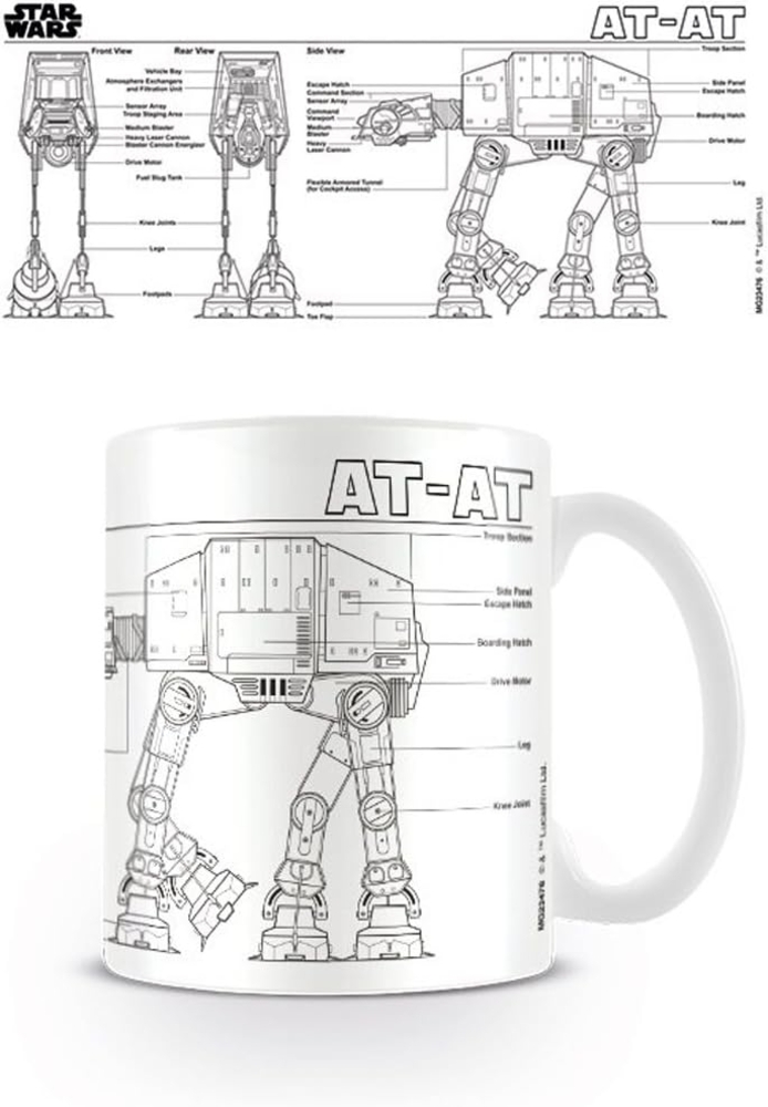 empireposter Star Wars At At Sketch Größe (cm), ca. Ø8,5 H9,5 Beschreibung: Krieg der Sterne Keramik Tasse, weiß, bedruckt, Fassungsvermögen 320 ml, spülmaschinen und mikrowellenfest Bild 1