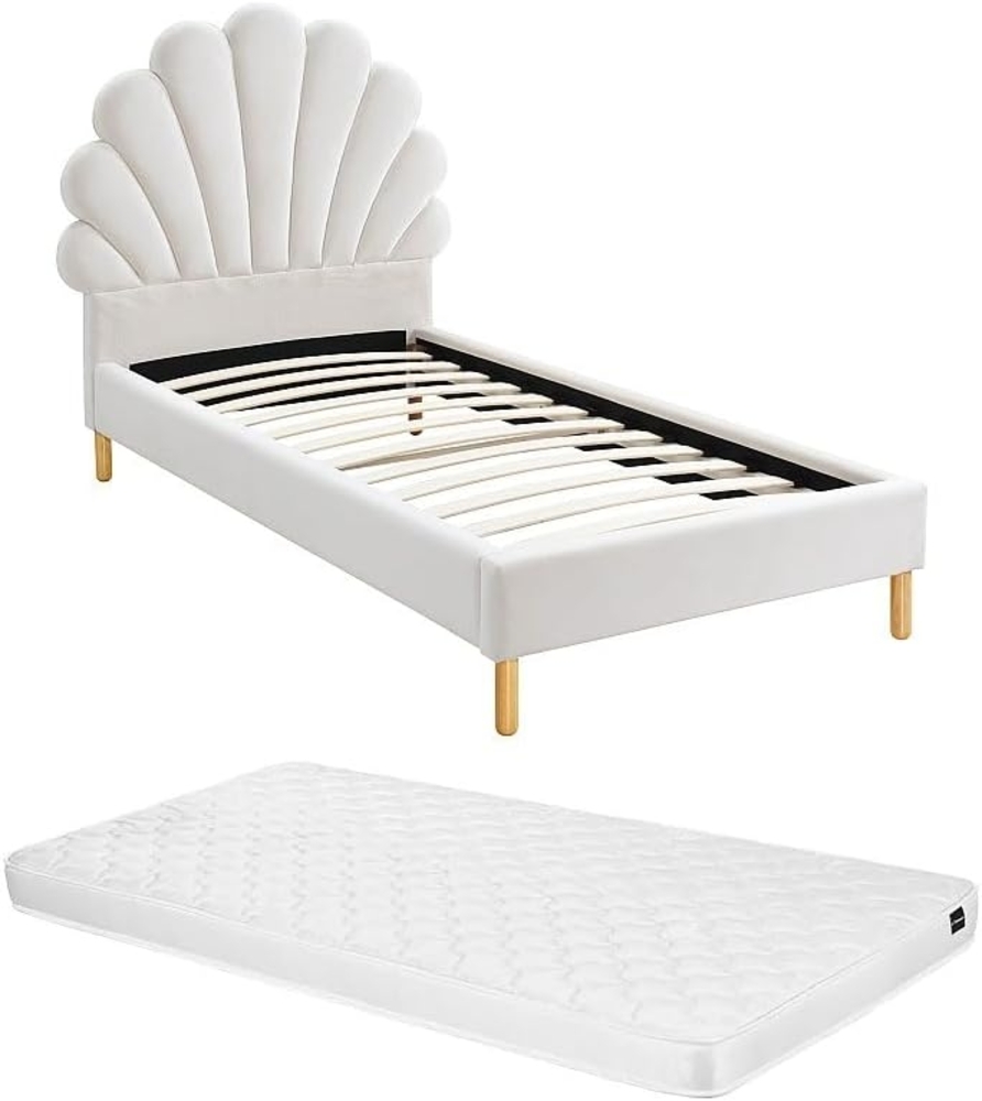 Vente-unique - Bett Muschelbett + Matratze - 90 x 190 cm - Samt - MOANA Bild 1