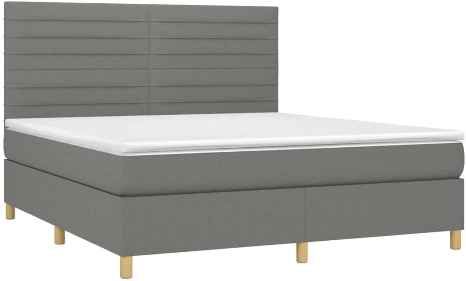 vidaXL Boxspringbett mit Matratze Dunkelgrau 180x200 cm Stoff 3142434 Bild 1