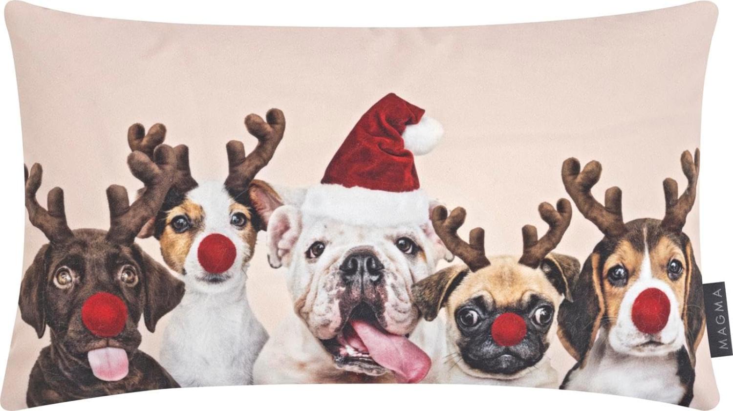 Magma Dekokissenhülle Xmas Dogs | 30x50 cm beige Bild 1