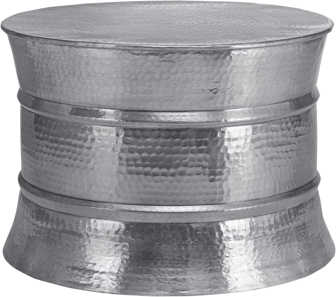 Couchtisch Ø 62x33 cm Silber aus Aluminium-Legierung in Hammerschlag-Technik WOMO-Design Bild 1