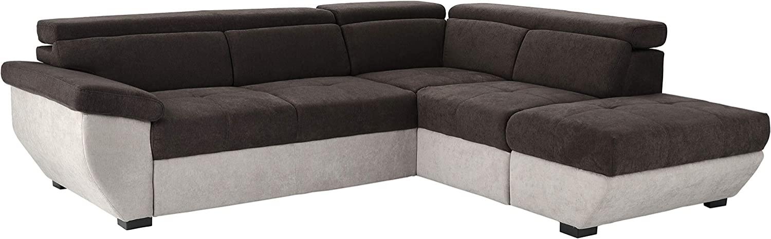 Mivano Schlafsofa Speedway / Moderne Eckcouch mit Schlaffunktion, Stauraum und verstellbaren Kopfteilen / 262 x 79 x 224 / Zweifarbiger Bezug, mud/elephant Bild 1