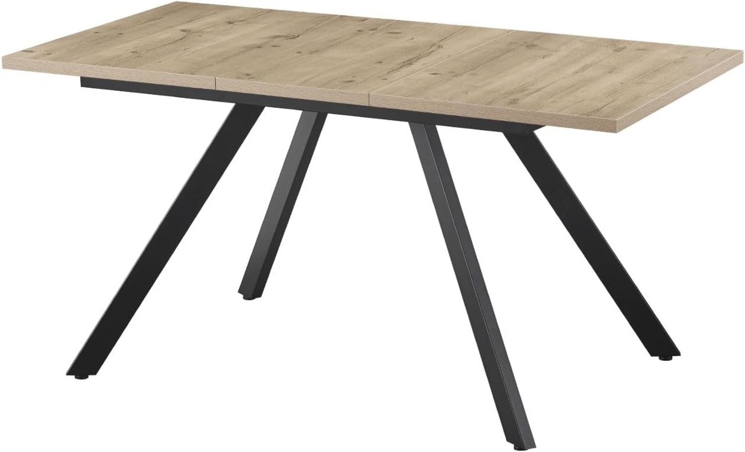 B&D home Esstisch ausziehbar, Metallgestell schwarz, Esszimmermöbel modern, für 4-6 Personen, Küchentisch, Esszimmertisch, für Esszimmer, Küche, Sandeiche Optik, 120-160x80 cm, 11202-FS-EISA Bild 1