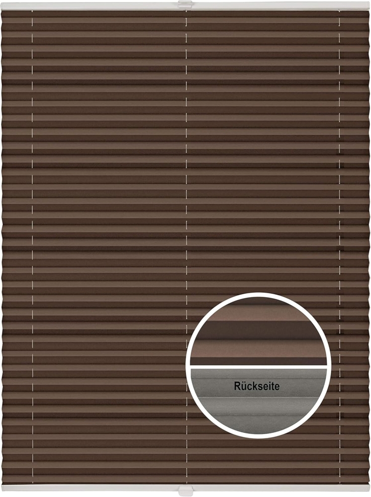ondeco Plissee Thermo ohne Bohren mit Klemmträger,Sonnenschutz für Fenster innen, lichtschutz und Blickdicht, Faltrollo Sichtschutz für Tür, Jalousie Rollo leicht verdunkelnd - Hellbraun - 100x130 cm Bild 1
