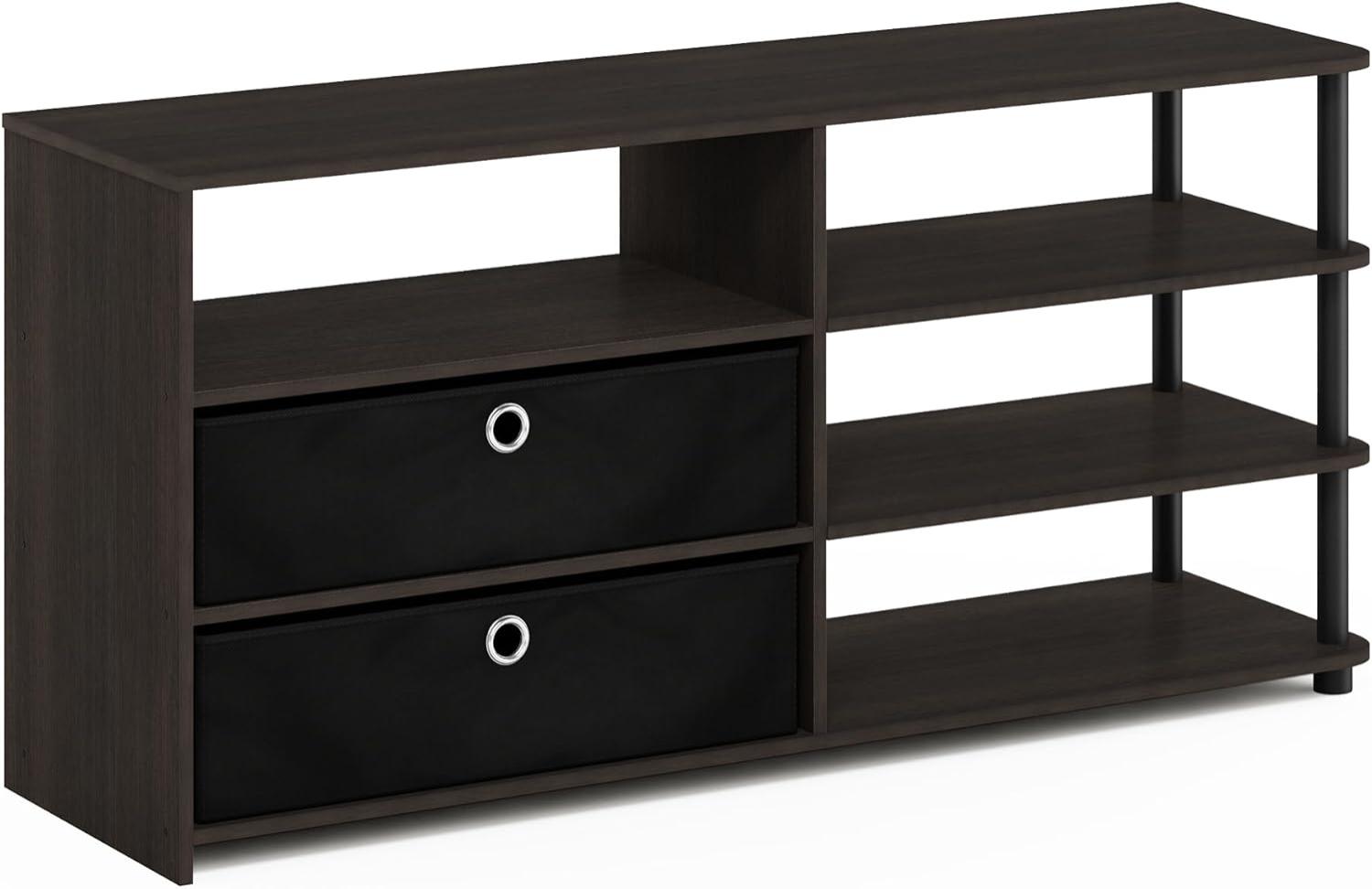 Furinno JAYA TV Stand mit Einschüben mit modernen Design, holz, Walnuss/Schwarz, 33. 27 x 33. 27 x 56. 64 cm Bild 1