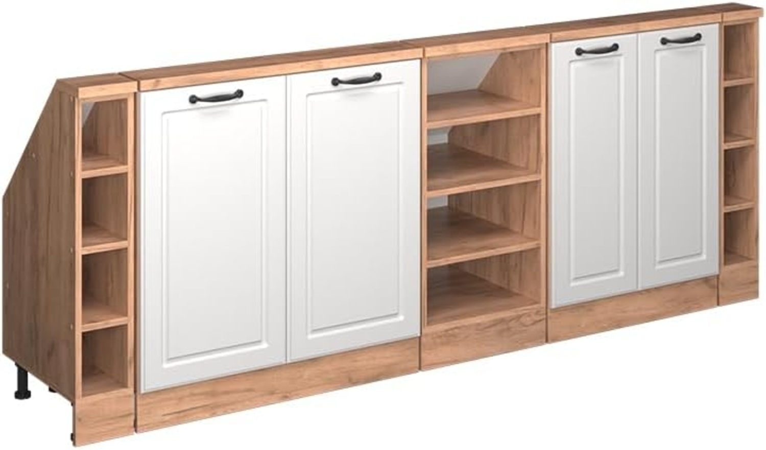 Dachschrägenschrank-Set Rion Weiß Landhaus/Goldkraft Eiche 5er Set Vicco Bild 1