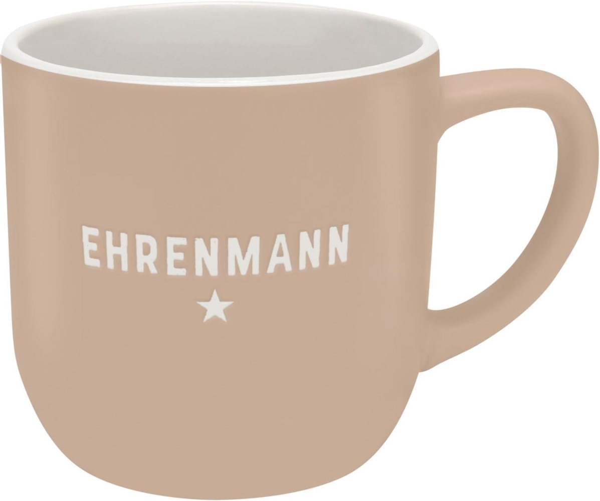 GRUSS & CO Tasse mit Gravur "Ehrenmann" | Steinzeug, 40 cl, naturfarben, Kaffeebecher | Geschenk Freund, Kollege, natürlich schön | 74640 Bild 1
