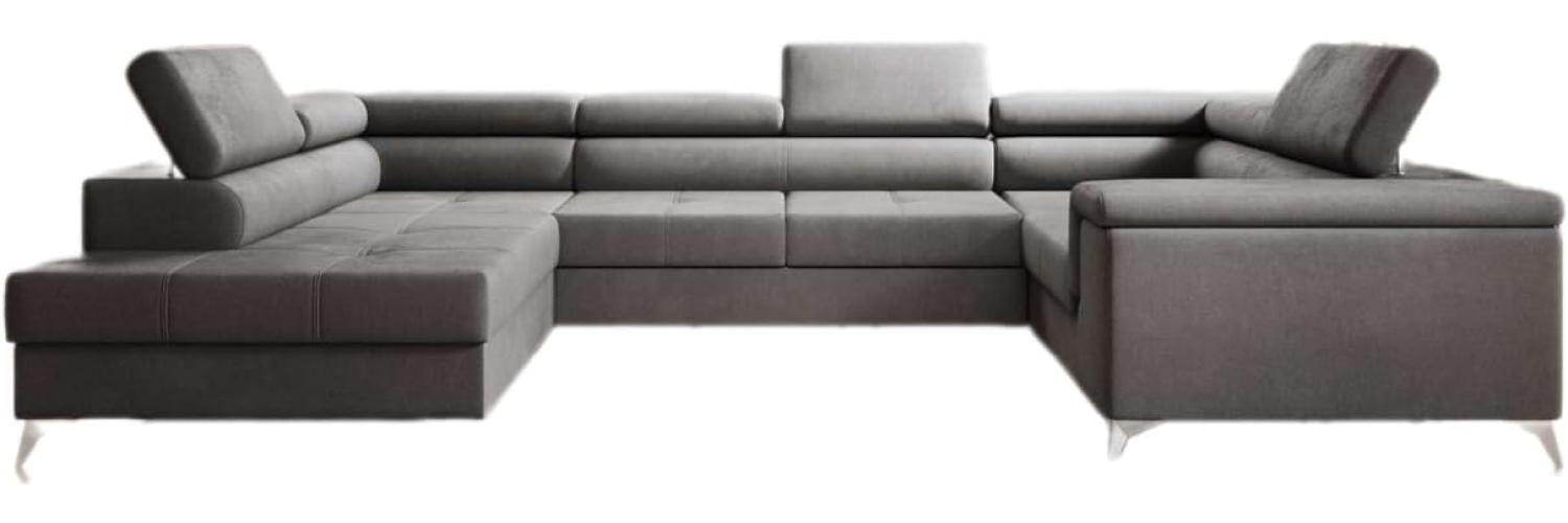 Designer Sofa Torino mit Schlaf- und Klappfunktion Samt Grau Links Bild 1