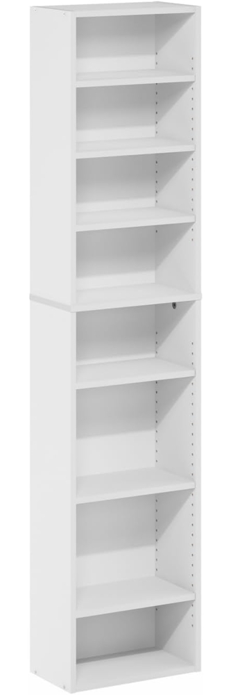 Furinno Indo 8-stufiges Verstellbare Regale Multimedia-Medienspeicher-Tower-Rack, Weiß Bild 1