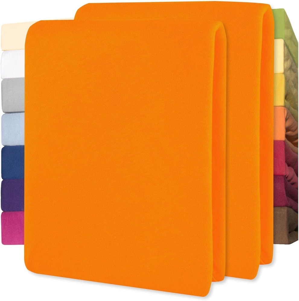 CelinaTex Jersey Spannbettlaken Lucina für Kids Dreierpack 60x120-70x140 cm orange 100% Baumwolle gekämmt superweich Oeko-TEX Bild 1