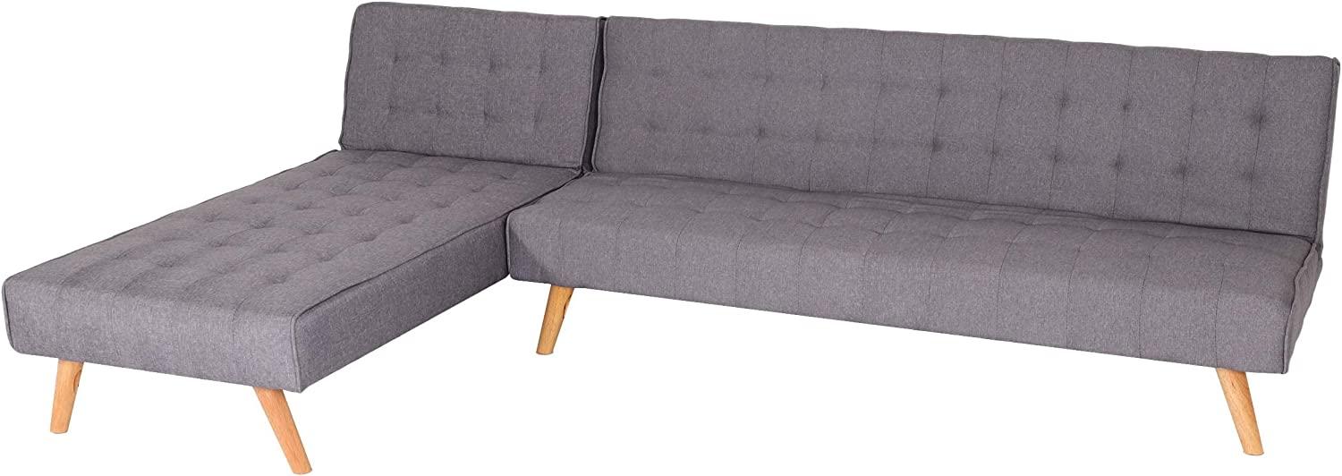 Ecksofa HWC-K38, Sofa Klappsofa, Liegefläche links/rechts, Stoff/Textil Massivholz MVG zertifiziert 256cm ~ hellgrau Bild 1